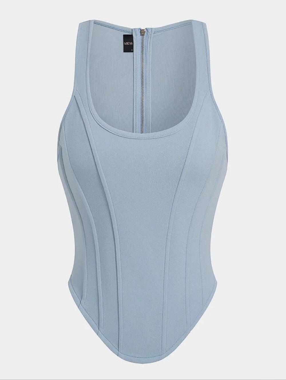 Micas Zipper Tie-Up Corset Waist Tank Top- XL
